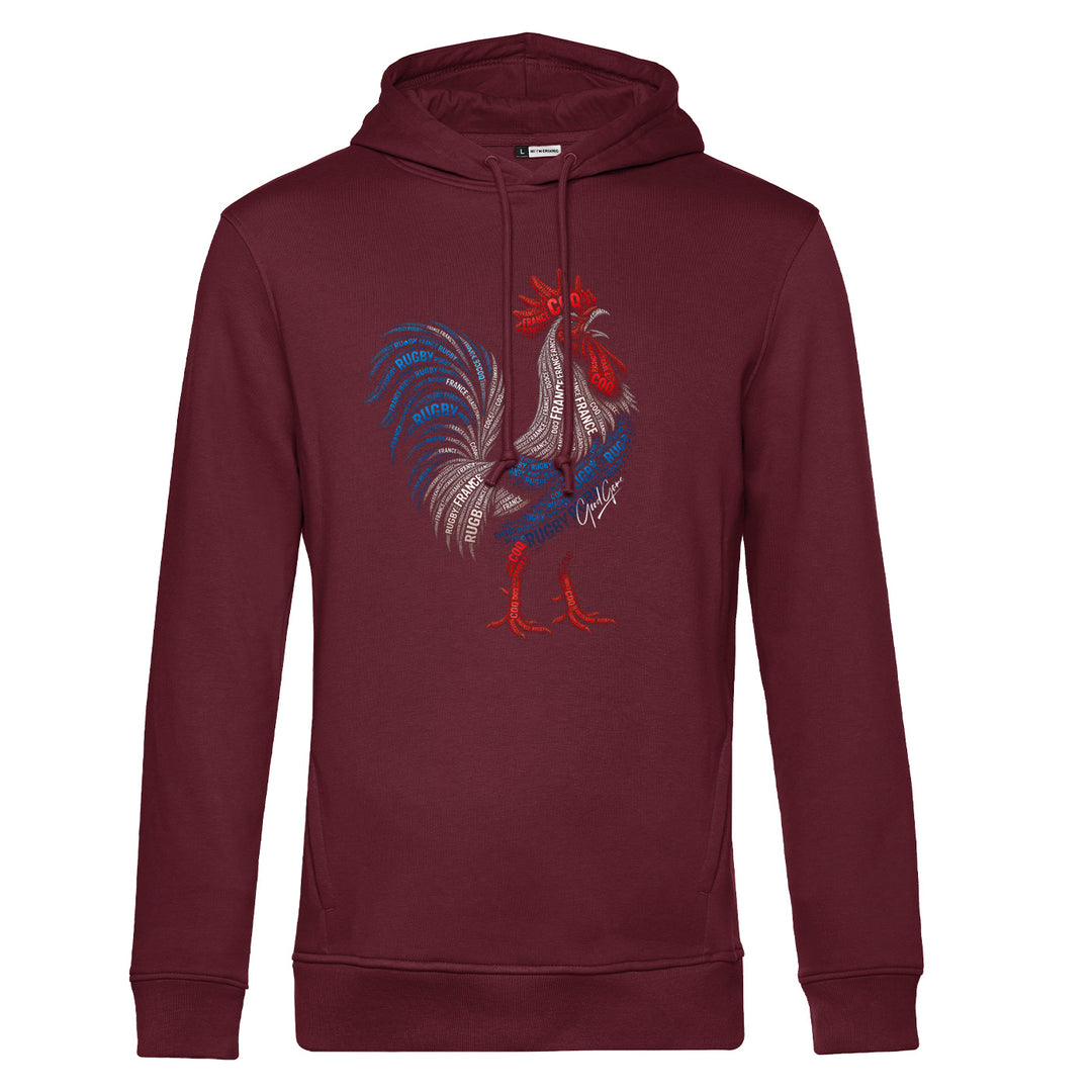 Sweat capuche coq Typo