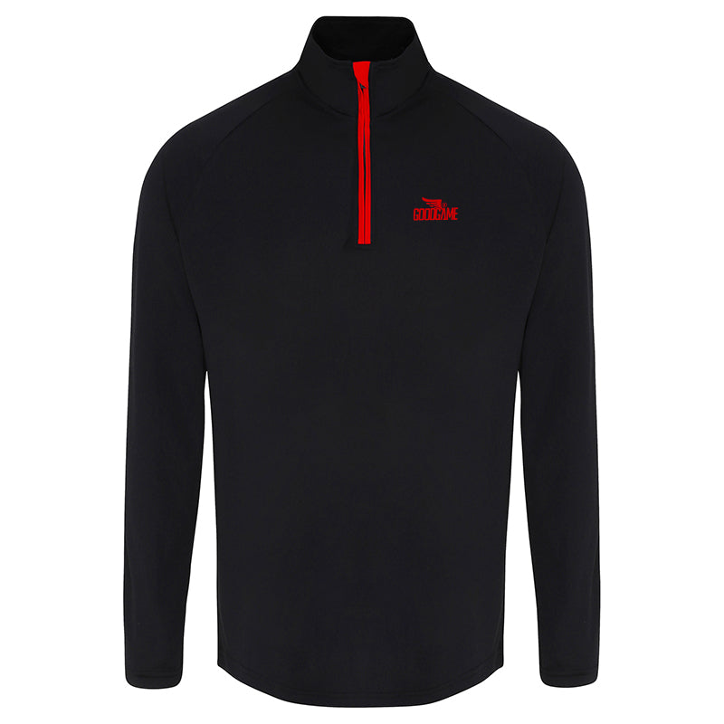 T-shirt performance  zip 1/4 - Noir et rouge