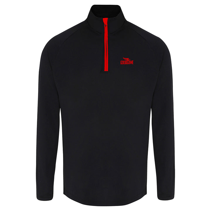 T-shirt performance  zip 1/4 - Noir et rouge