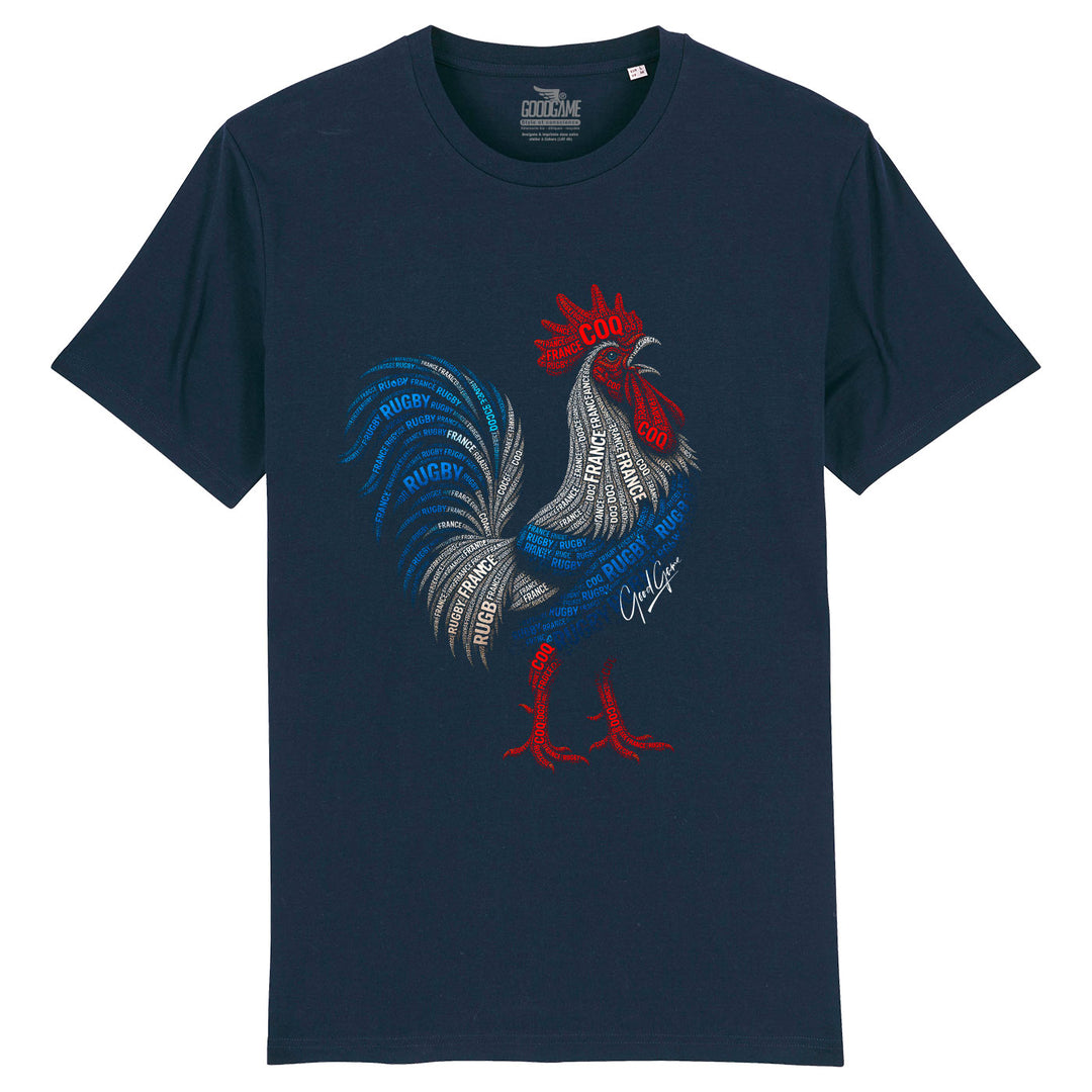 Tshirt  Coq typo marine
