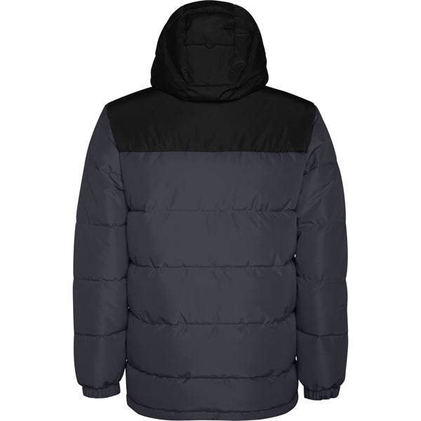 Parka épaisse gris foncé et noir