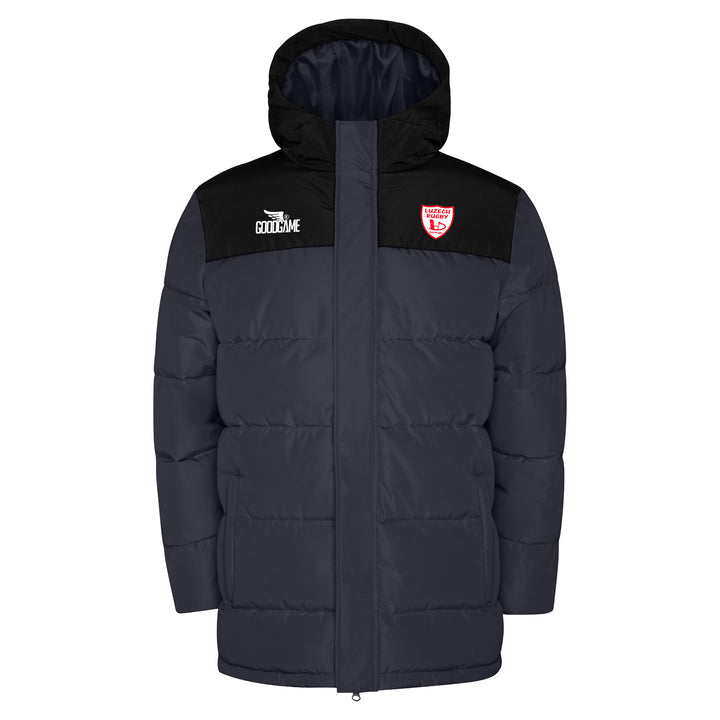 Parka épaisse gris foncé et noir