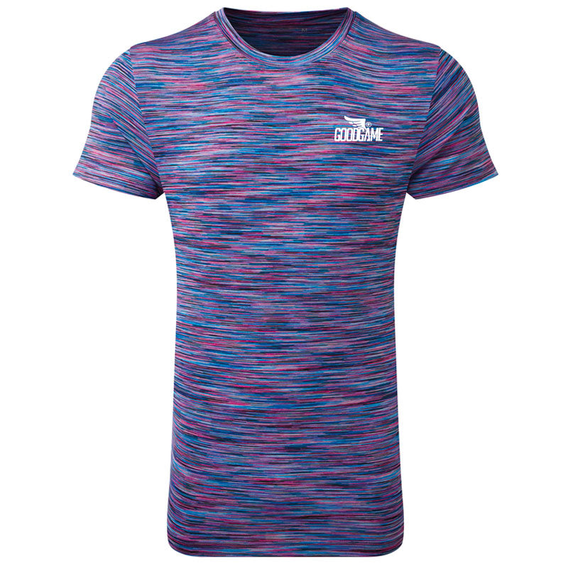 T-shirt performance chiné bleu et rose