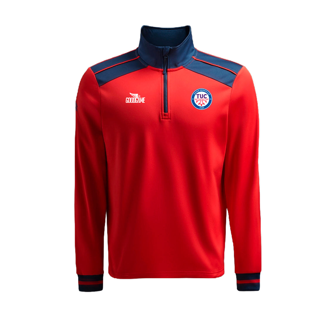 Sweat demi-zip technique rouge TUC rugby